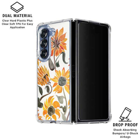 Yellow Sunflower by Cat Coq Galaxy Z Fold6 Clear Case